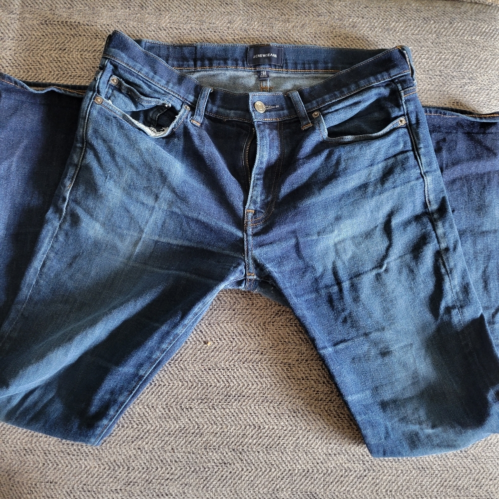 J CREW Men’s Dark Wash Raw Denim Jeans 33W X 32L